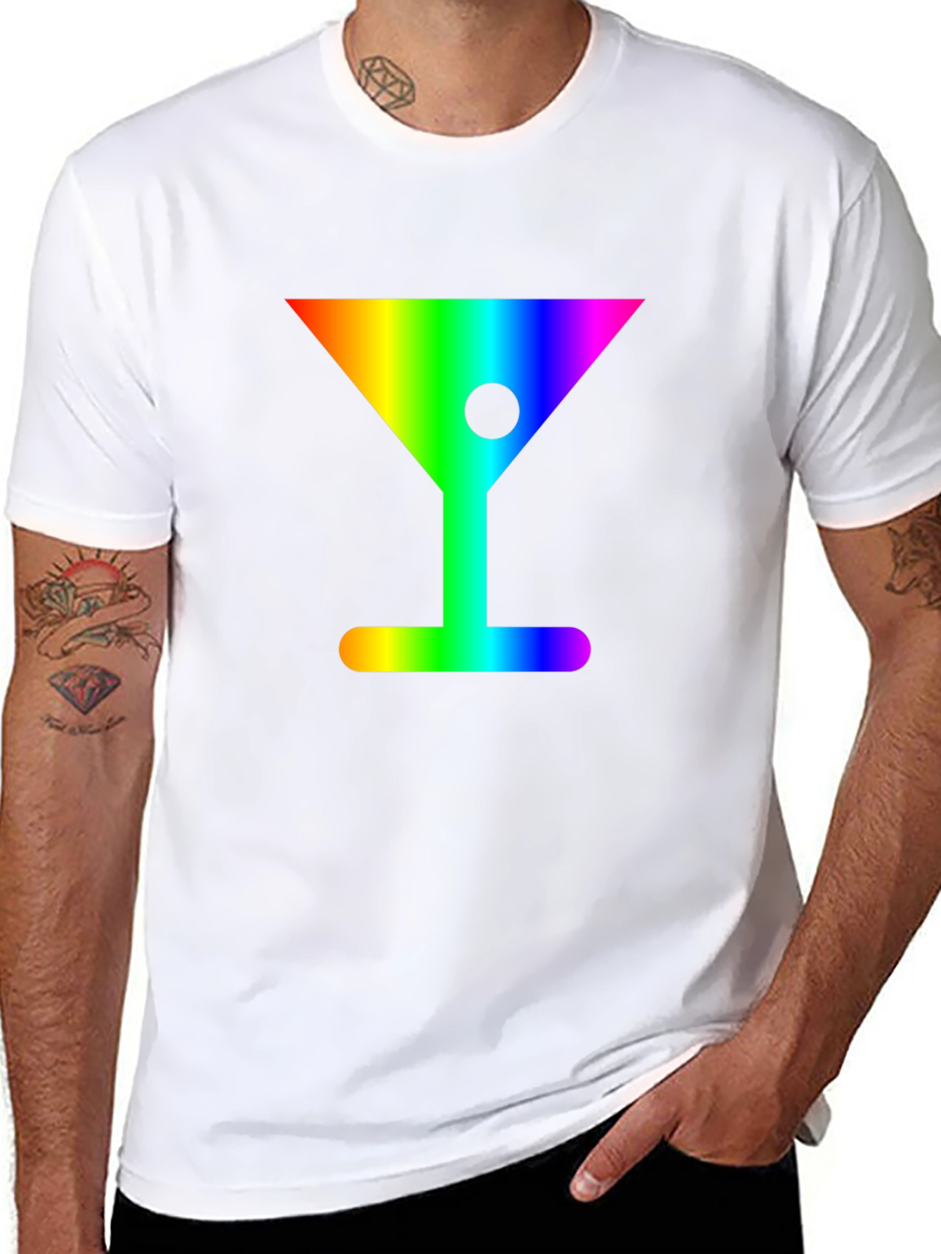 Rainbow Martini Graphic Tee - Stylish & Fun