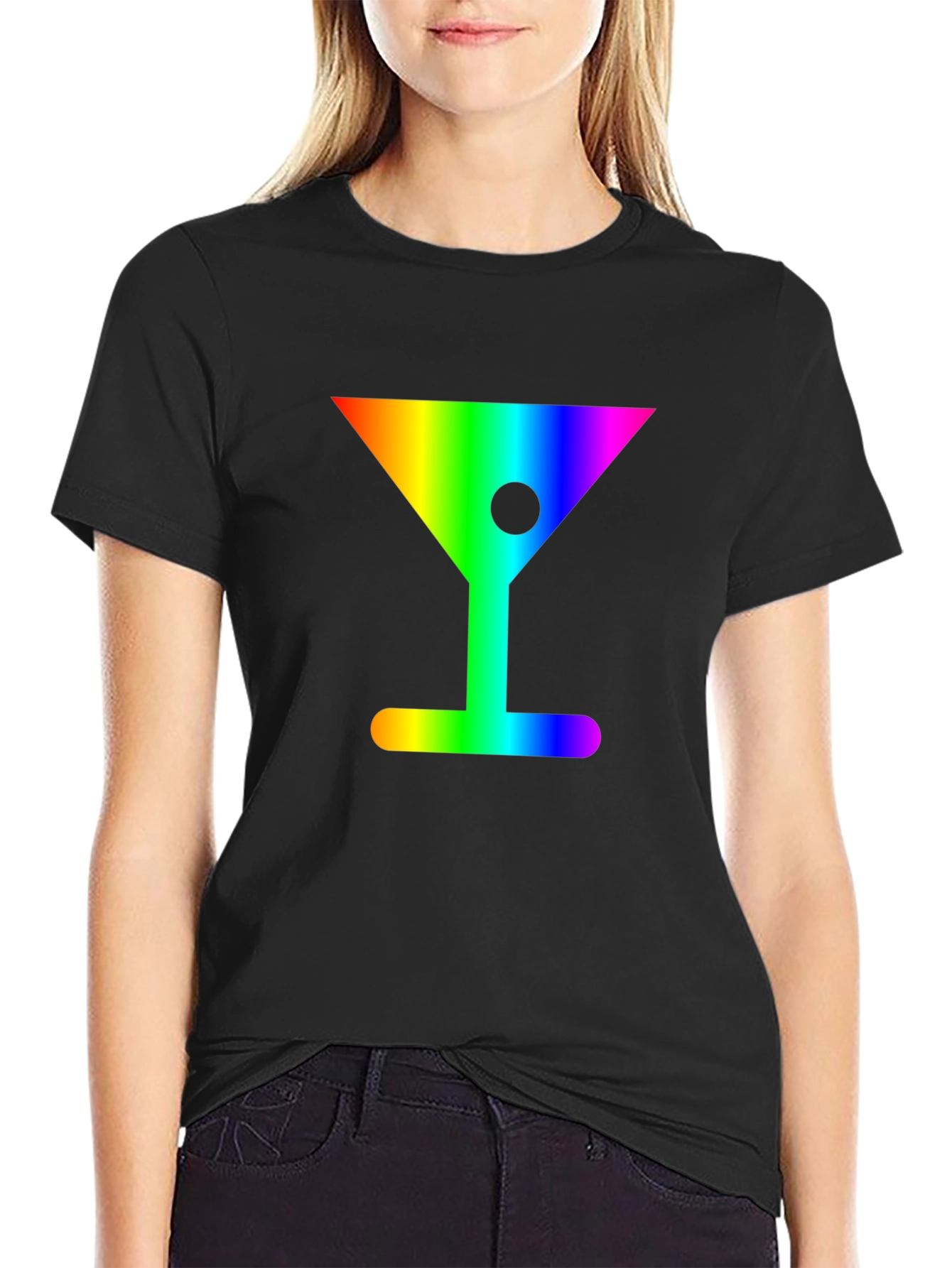 Rainbow Martini Graphic Tee - Stylish & Fun