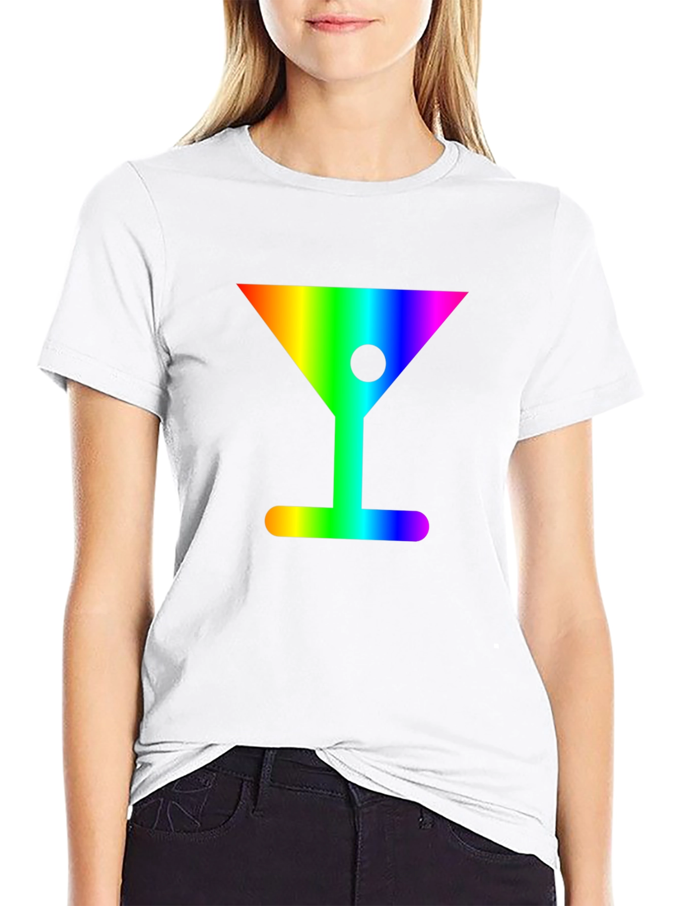 Rainbow Martini Graphic Tee - Stylish & Fun