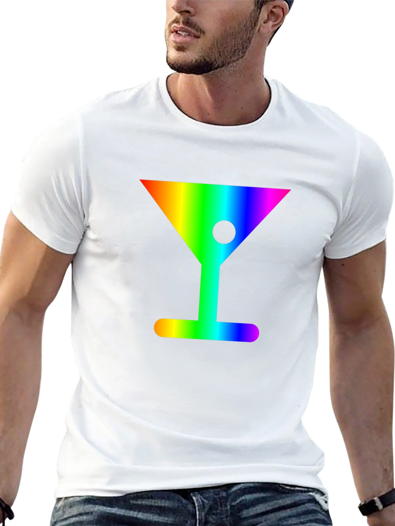 Rainbow Martini Graphic Tee - Stylish & Fun