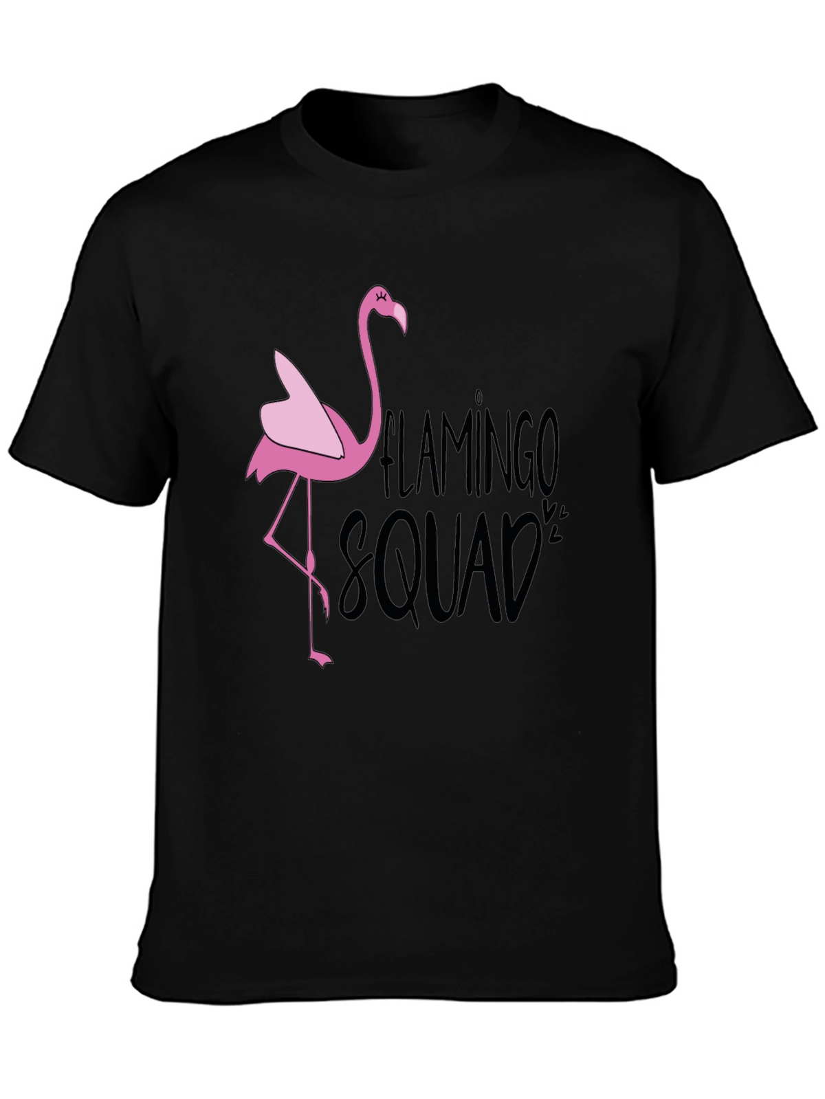 Flamingo Squad Graphic T-Shirt - Black Casual Tee