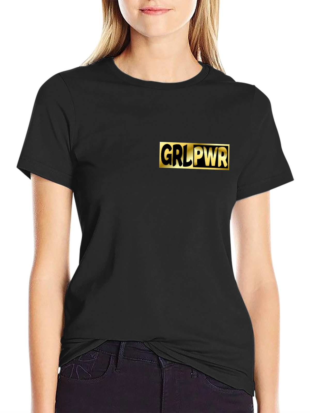 GRL PWR Black T-Shirt - Empowering Style