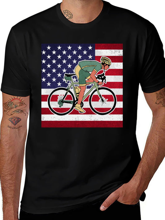 Cycling USA Flag Graphic T-Shirt