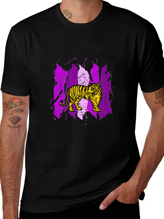 Tiger Graphic Tee - Black Cotton T-Shirt