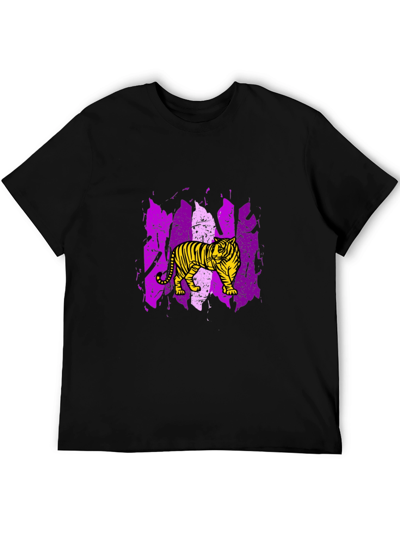 Tiger Graphic Tee - Black Cotton T-Shirt