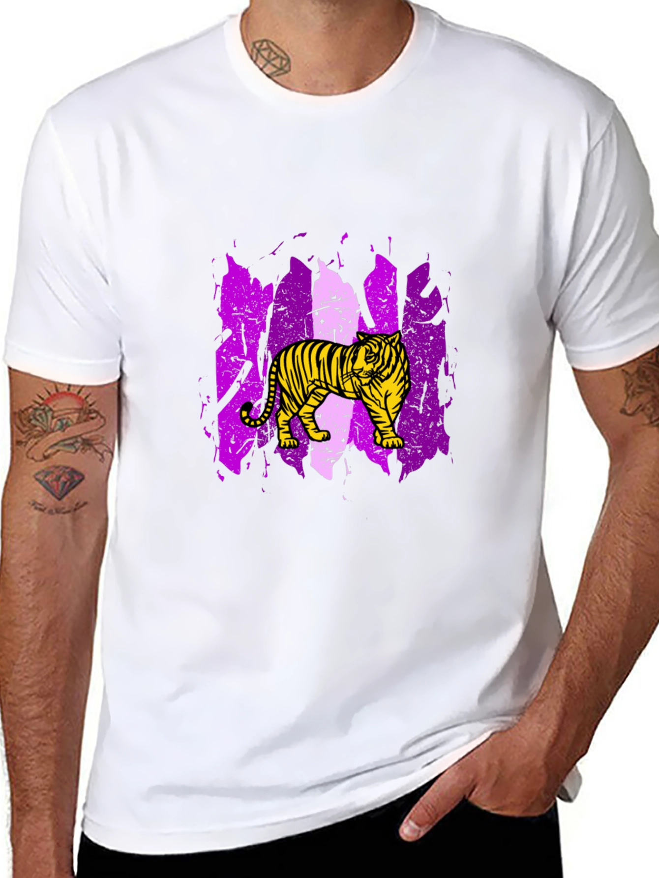 Tiger Graphic Tee - Black Cotton T-Shirt