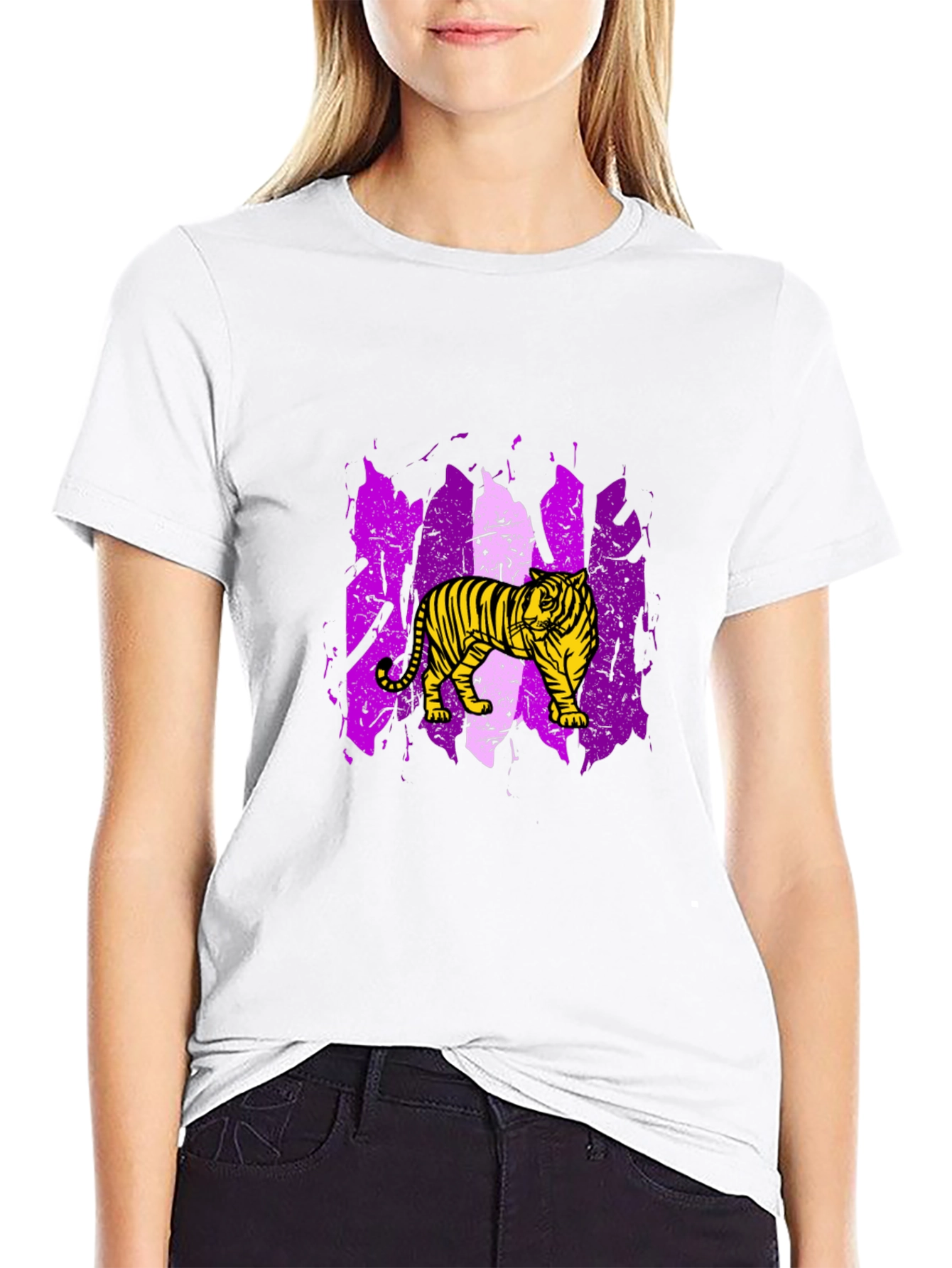 Tiger Graphic Tee - Black Cotton T-Shirt