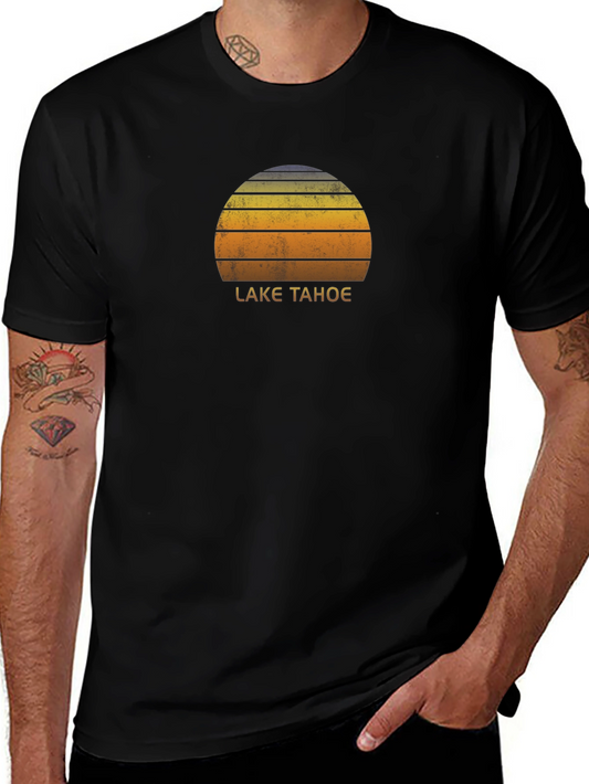 Lake Tahoe Graphic Tee - Retro Sunset Design