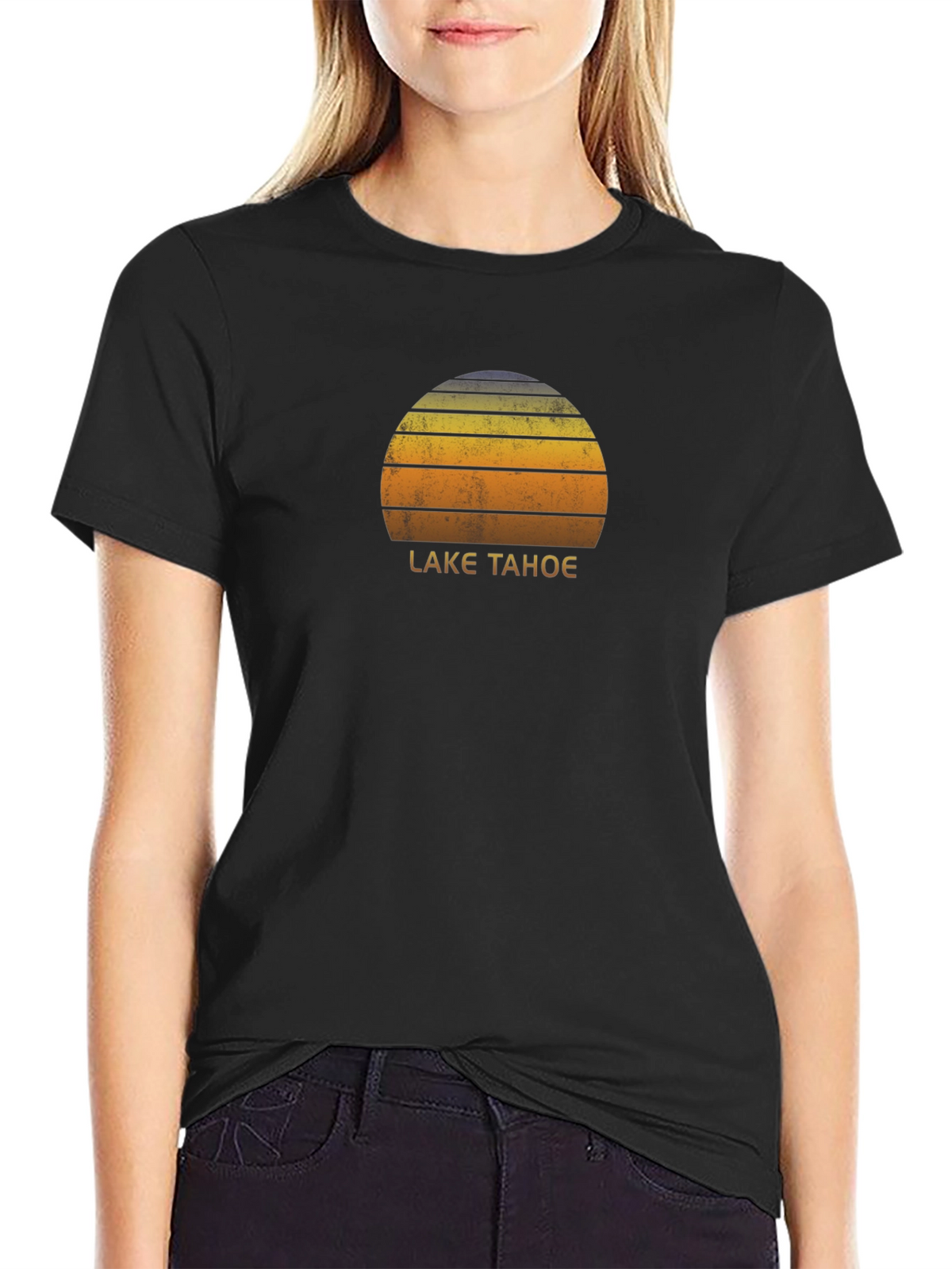 Lake Tahoe Graphic Tee - Retro Sunset Design