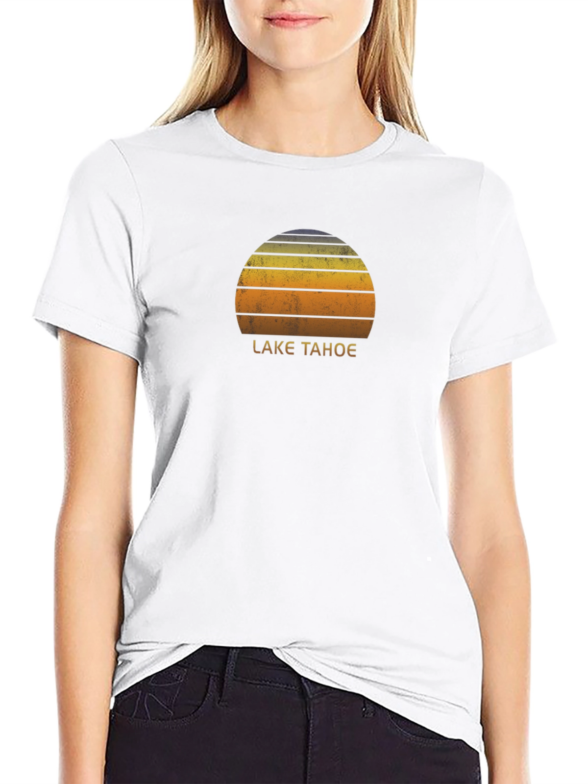 Lake Tahoe Graphic Tee - Retro Sunset Design
