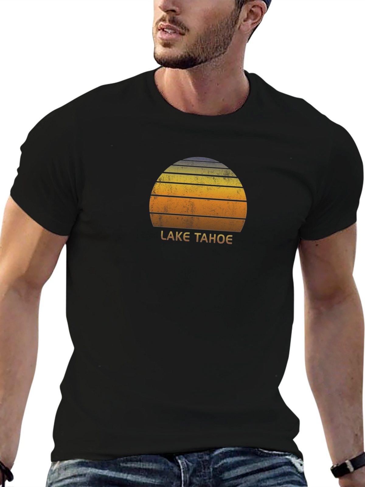 Lake Tahoe Graphic Tee - Retro Sunset Design