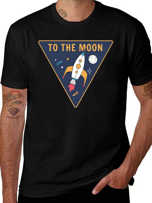 To The Moon Rocket T-Shirt - Black Tee