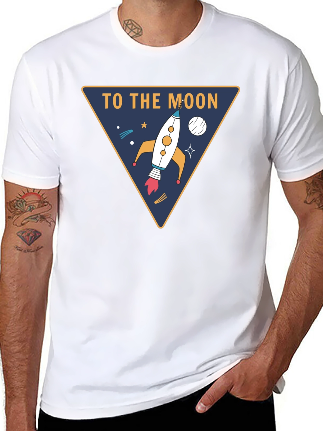To The Moon Rocket T-Shirt - Black Tee