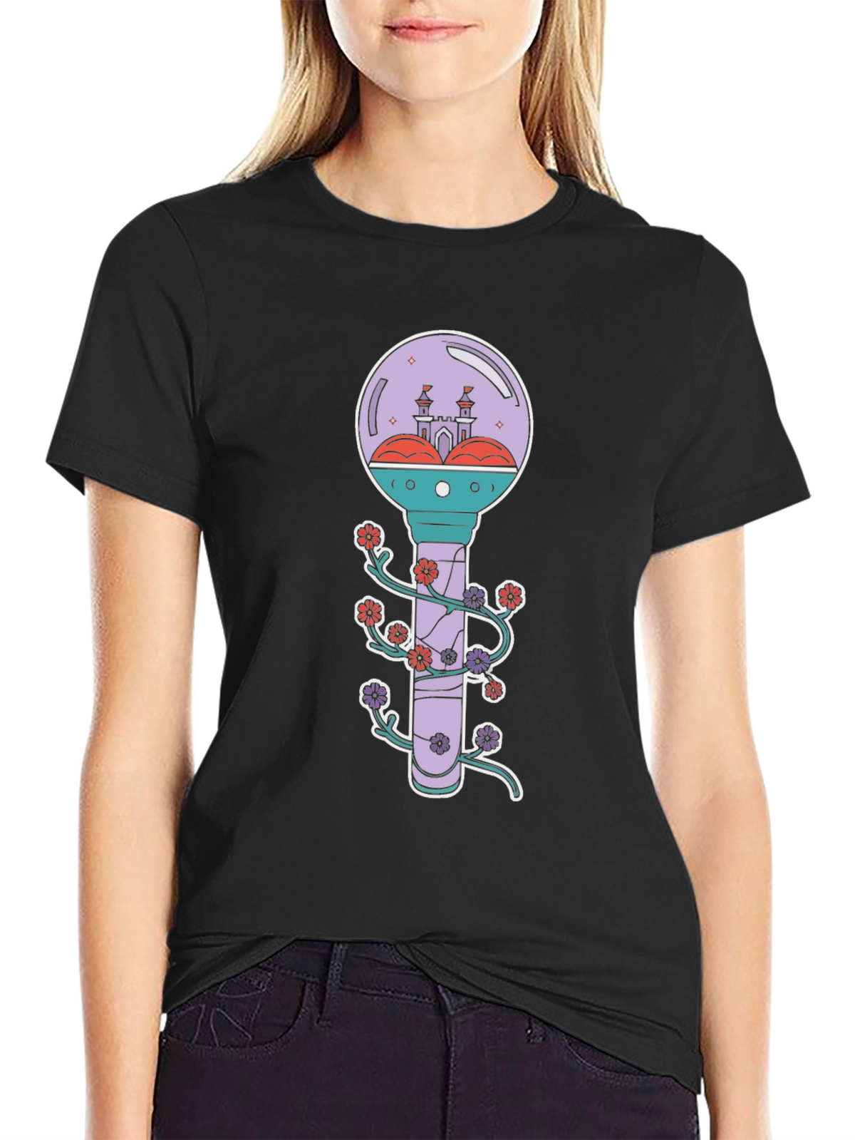 Floral Castle Graphic T-Shirt