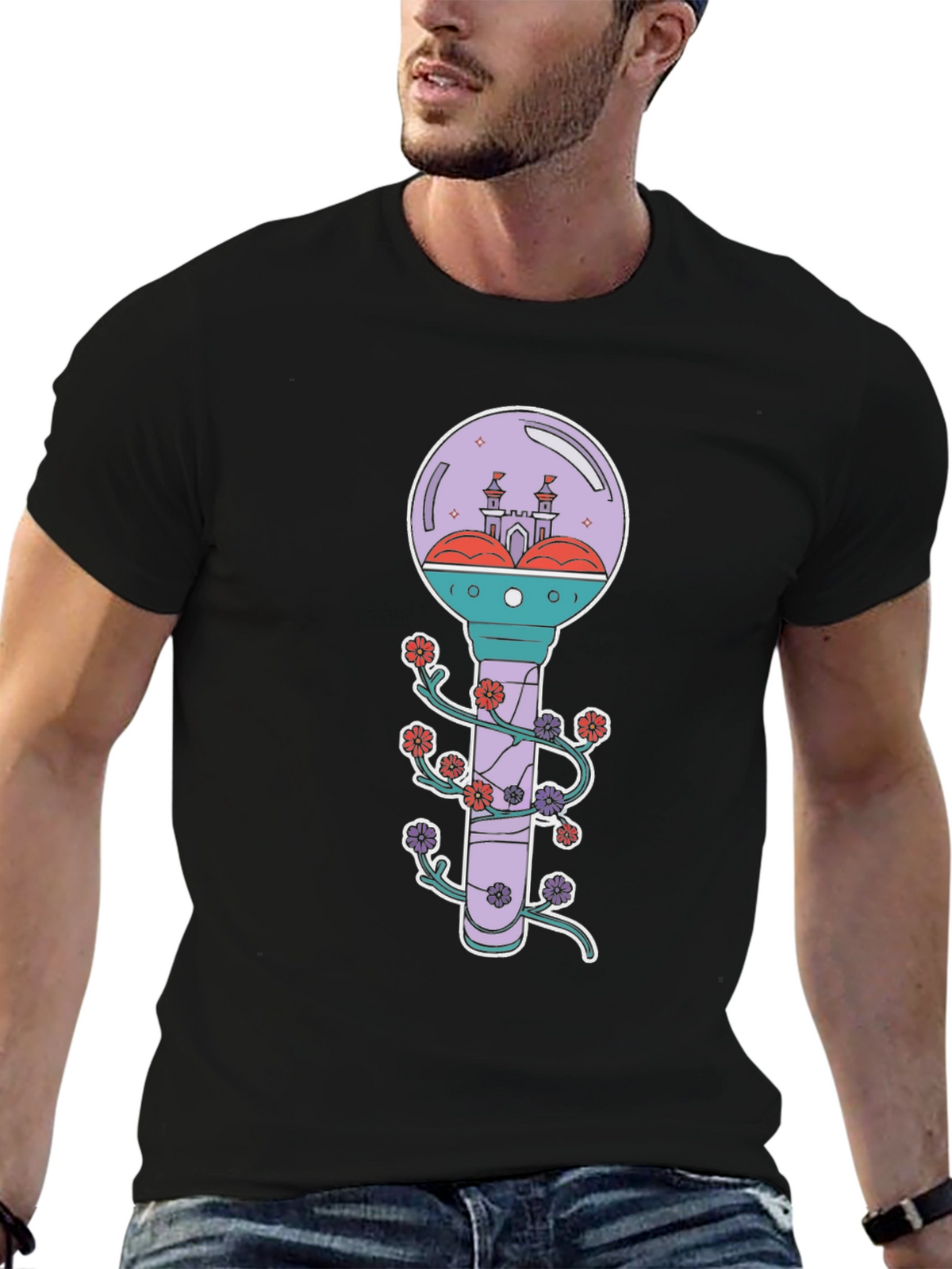 Floral Castle Graphic T-Shirt