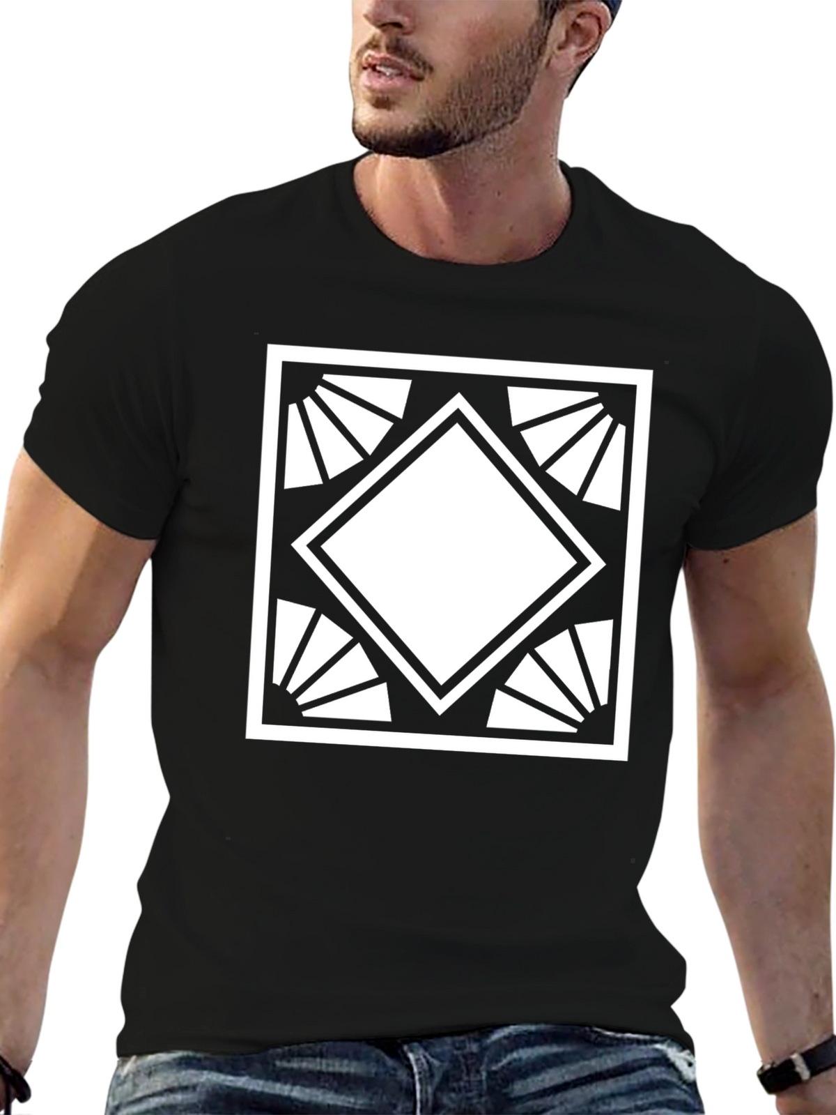 Geometric Diamond Graphic Tee - Modern Style