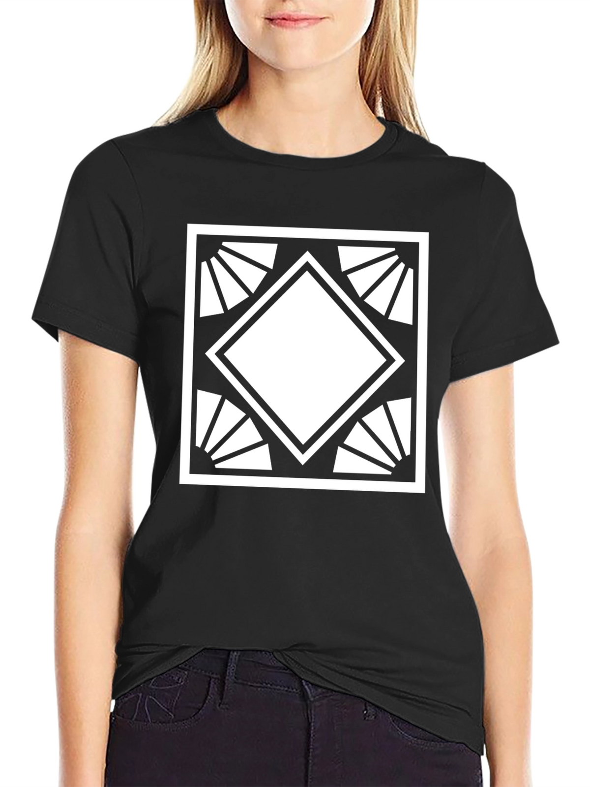 Geometric Diamond Graphic Tee - Modern Style