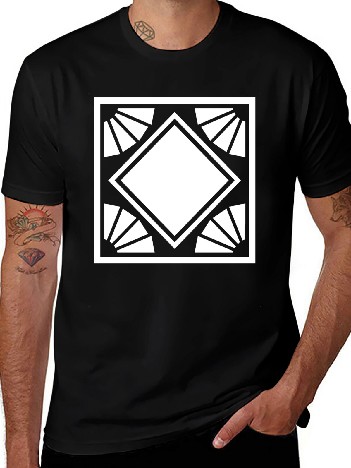Geometric Diamond Graphic Tee - Modern Style