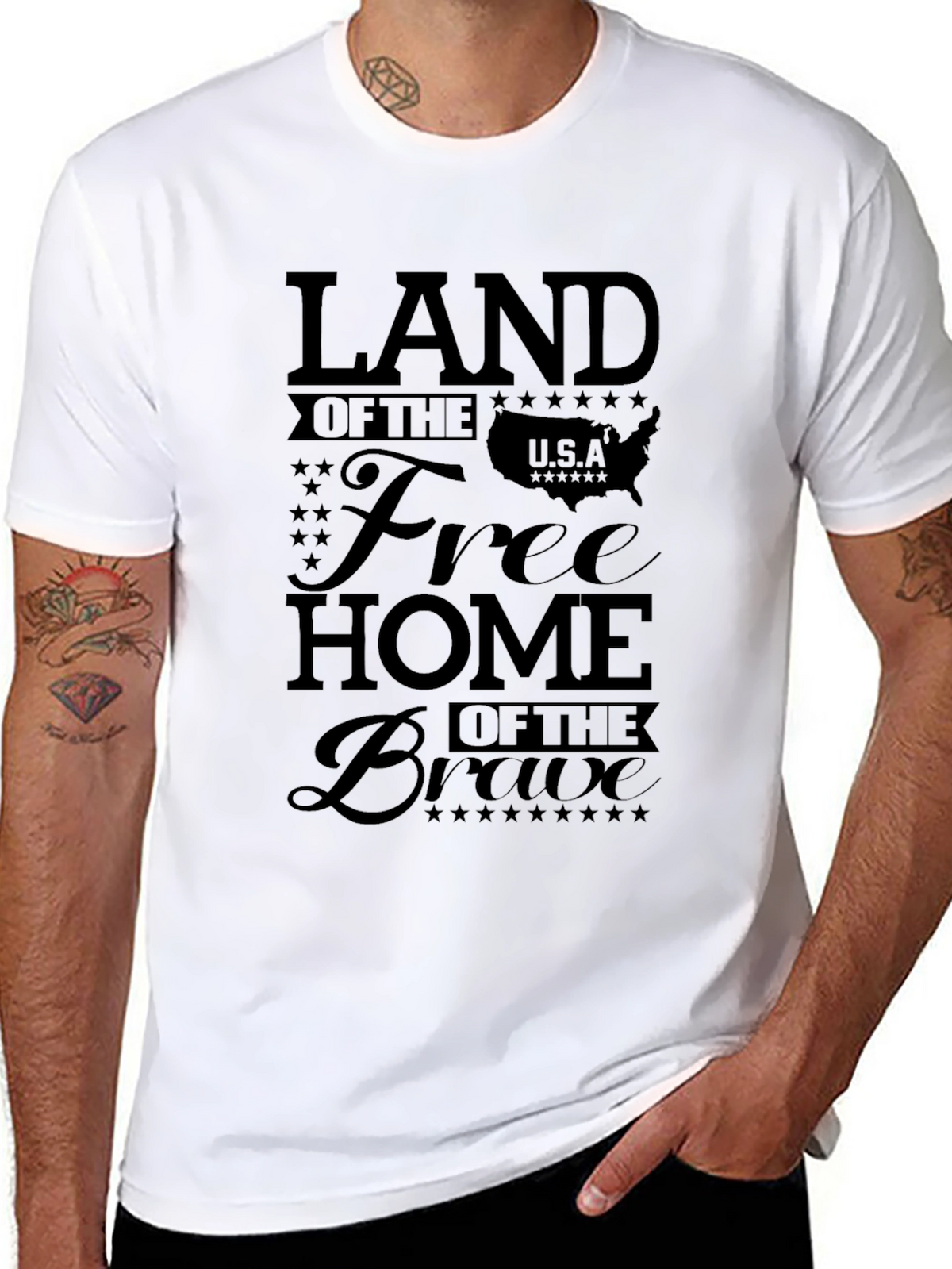 Land of Free Home of Brave Patriotic USA T-Shirt