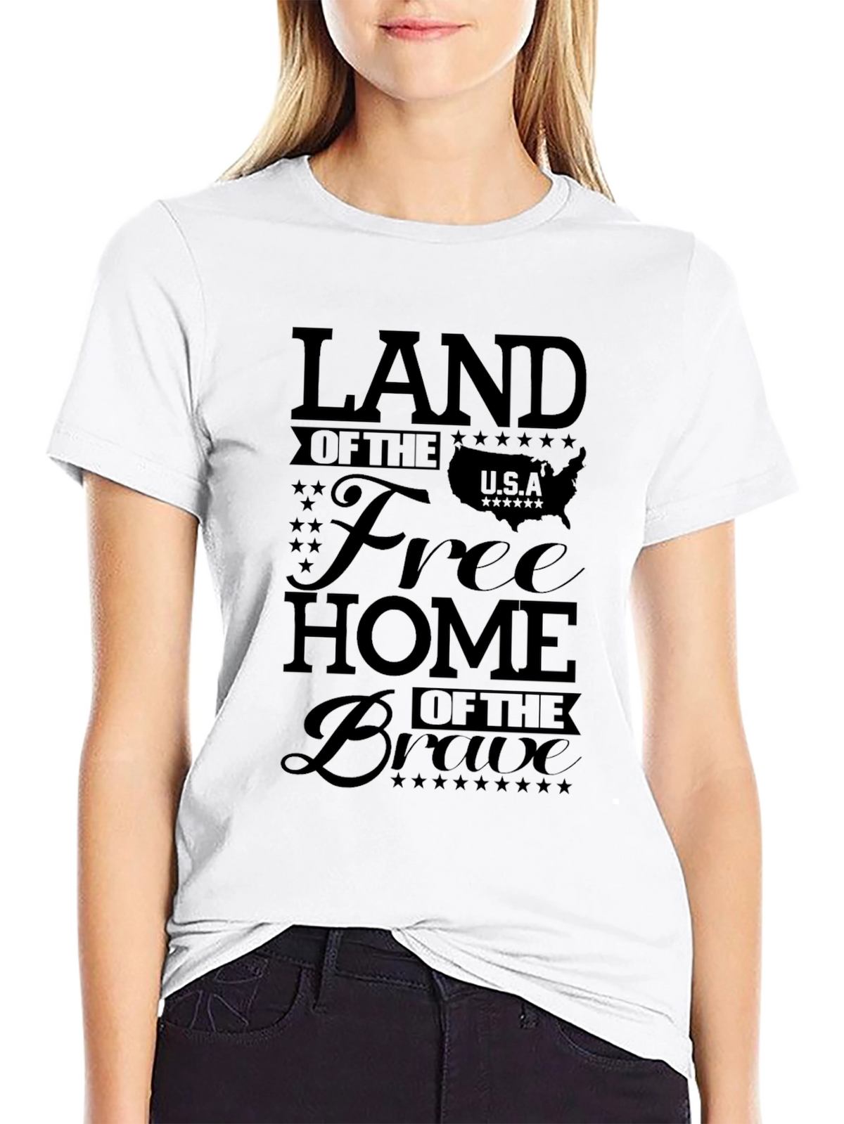 Land of Free Home of Brave Patriotic USA T-Shirt