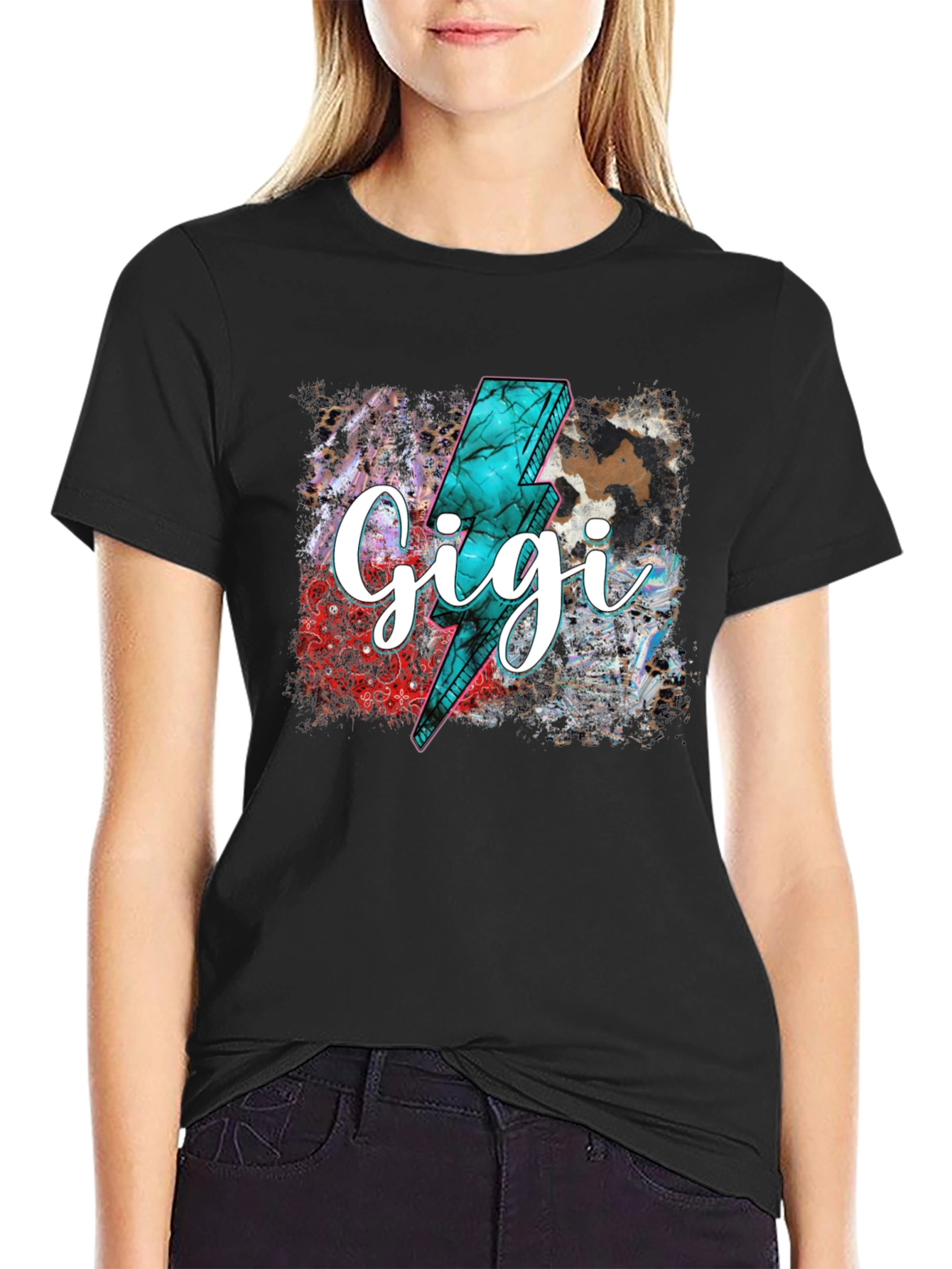Gigi Lightning Bolt Graphic Tee - Trendy Comfort