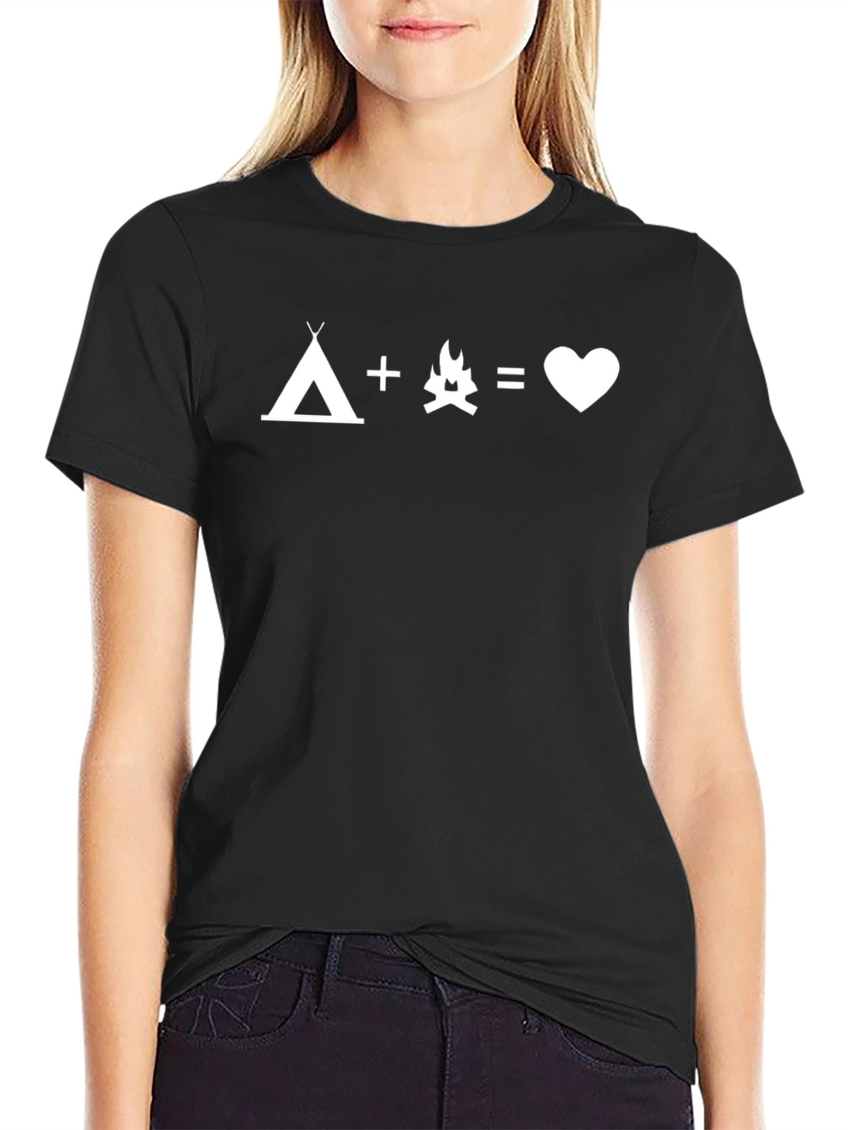 Camping Love T-Shirt - Campfire Tent Heart Tee