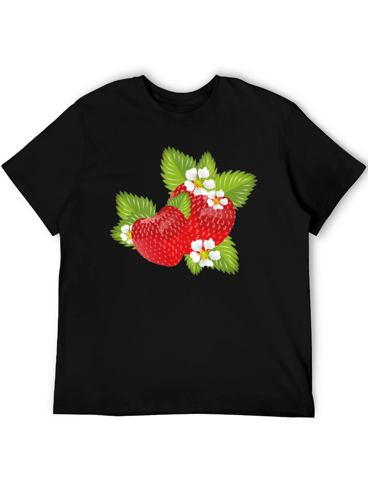 Strawberry Graphic Print Mens Black T-Shirt