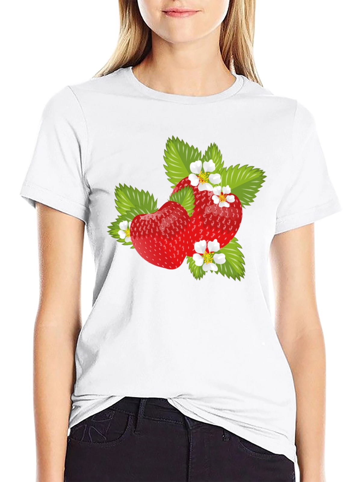 Strawberry Graphic Print Mens Black T-Shirt