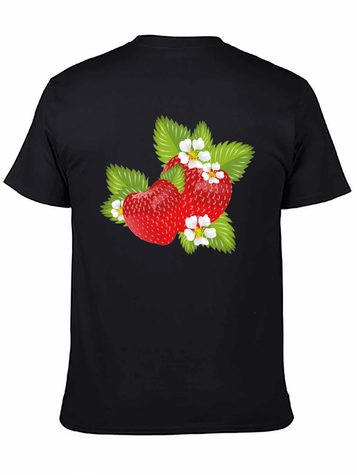Strawberry Graphic Print Mens Black T-Shirt