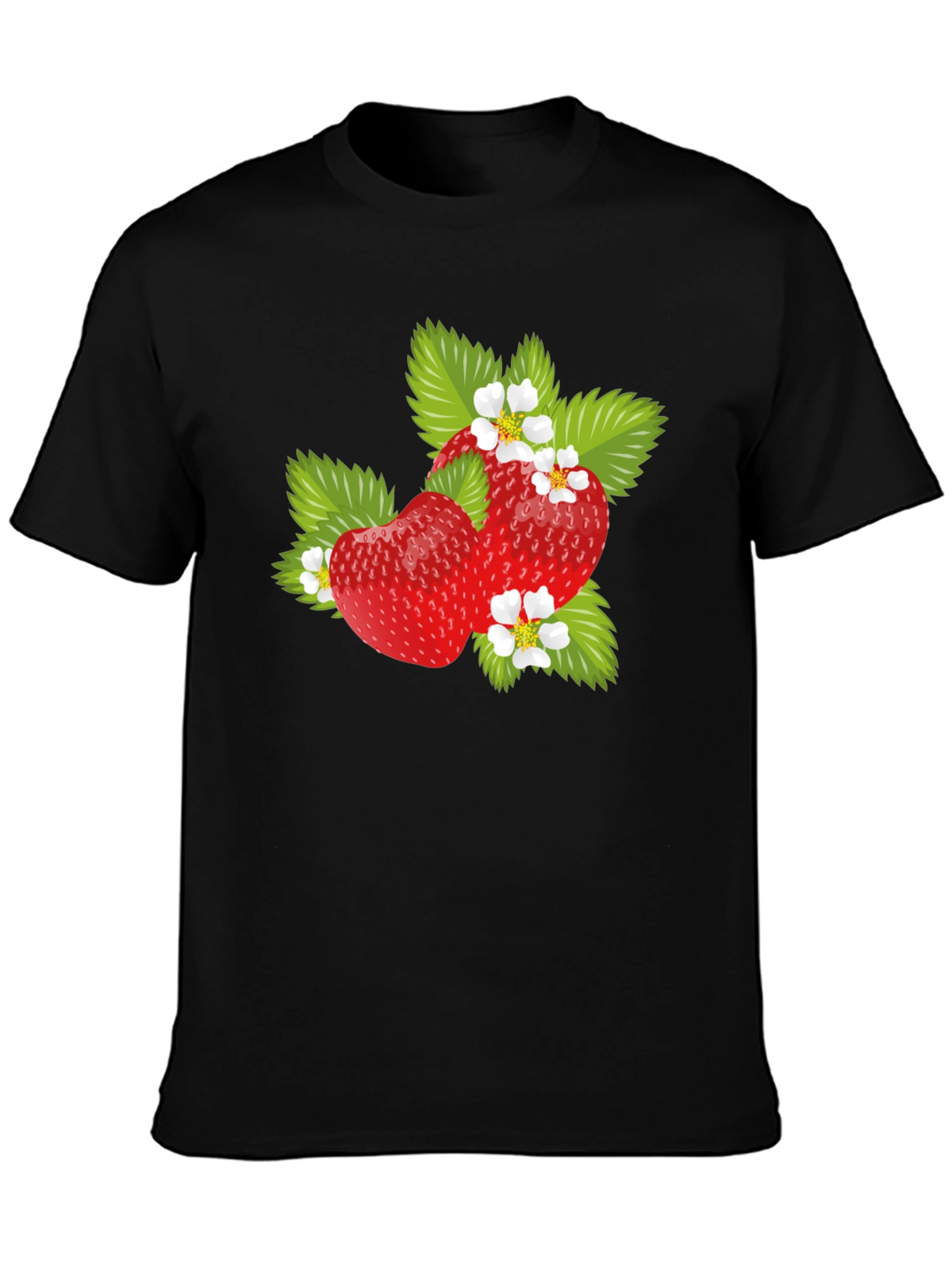 Strawberry Graphic Print Mens Black T-Shirt