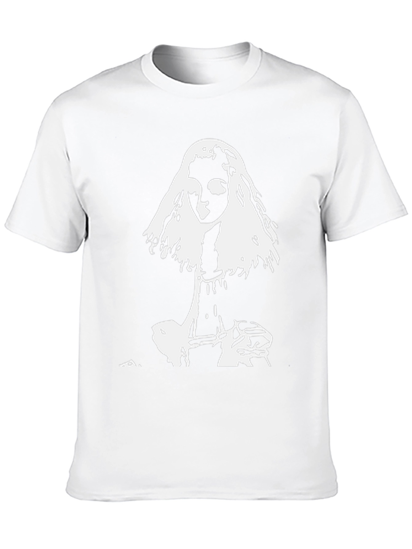 White Graphic Print Black T-Shirt
