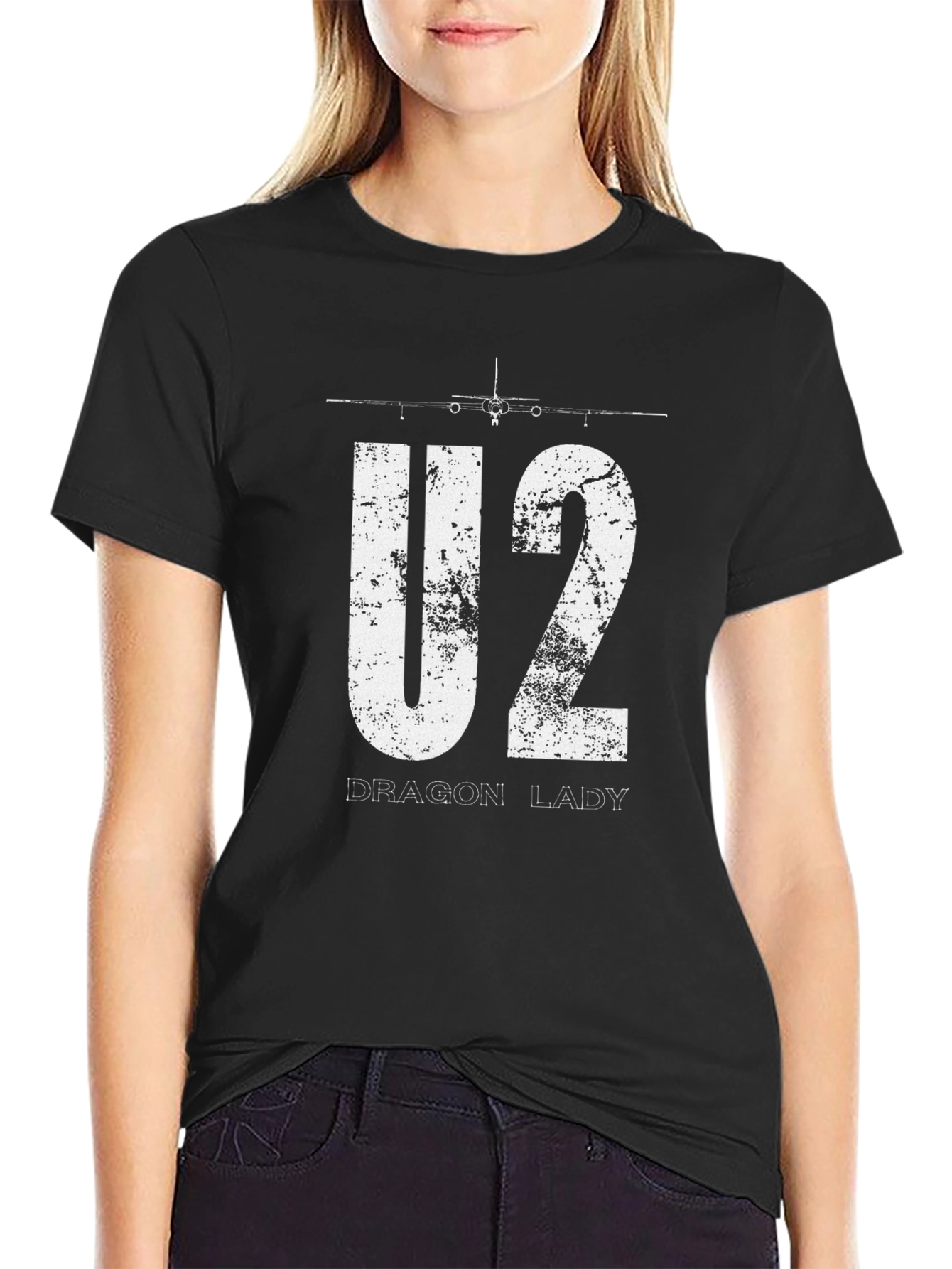 U2 Dragon Lady Graphic T-Shirt - Black Cotton Blend