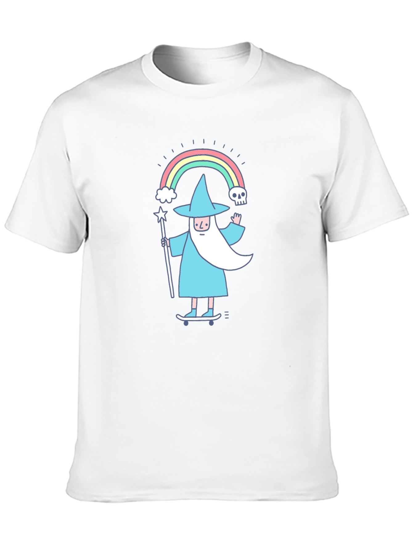 Wizard Skateboarder Graphic Tee - Black Cotton