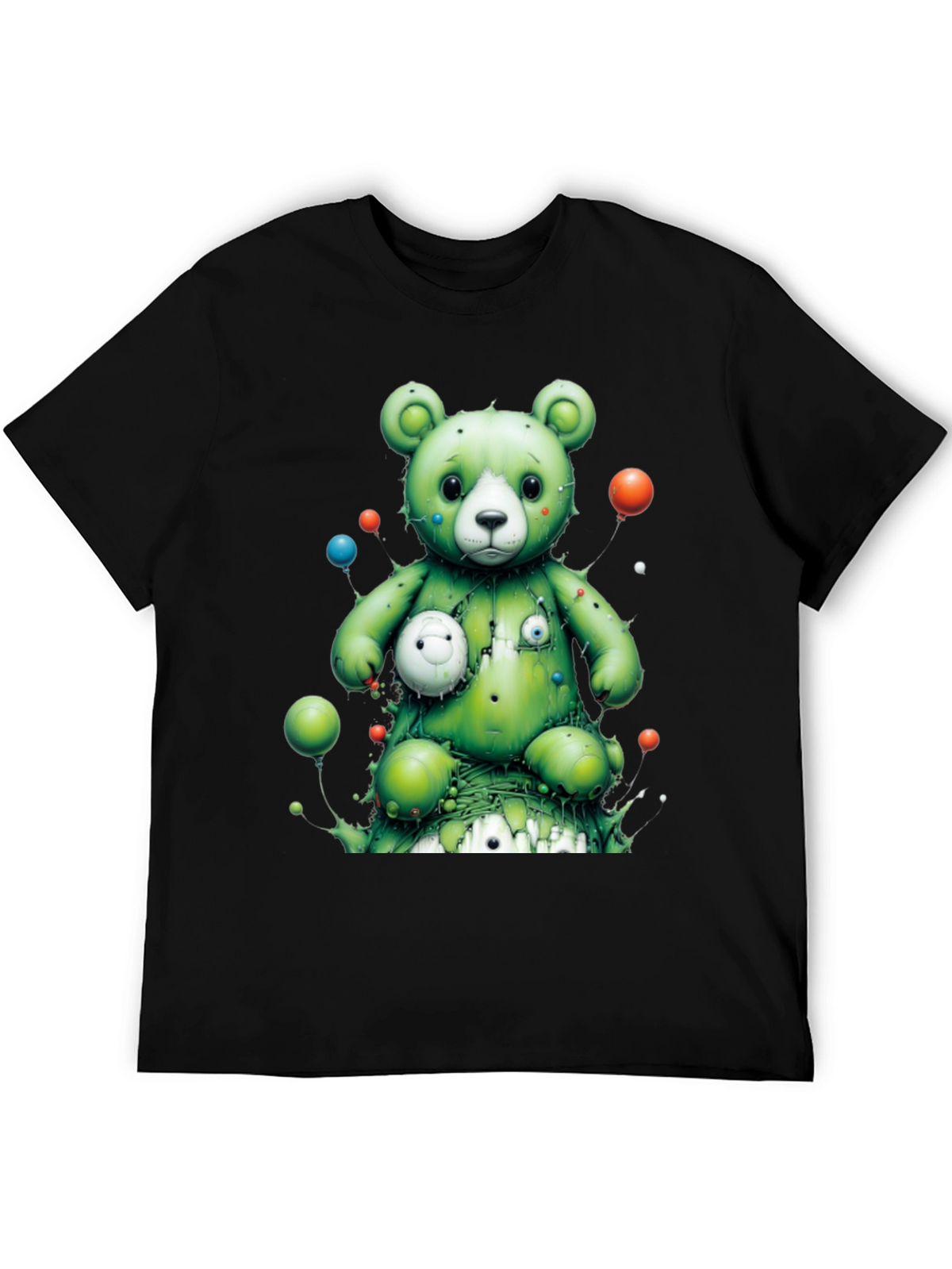 Unique Green Bear Graphic T-Shirt