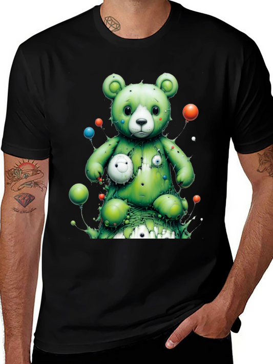 Unique Green Bear Graphic T-Shirt