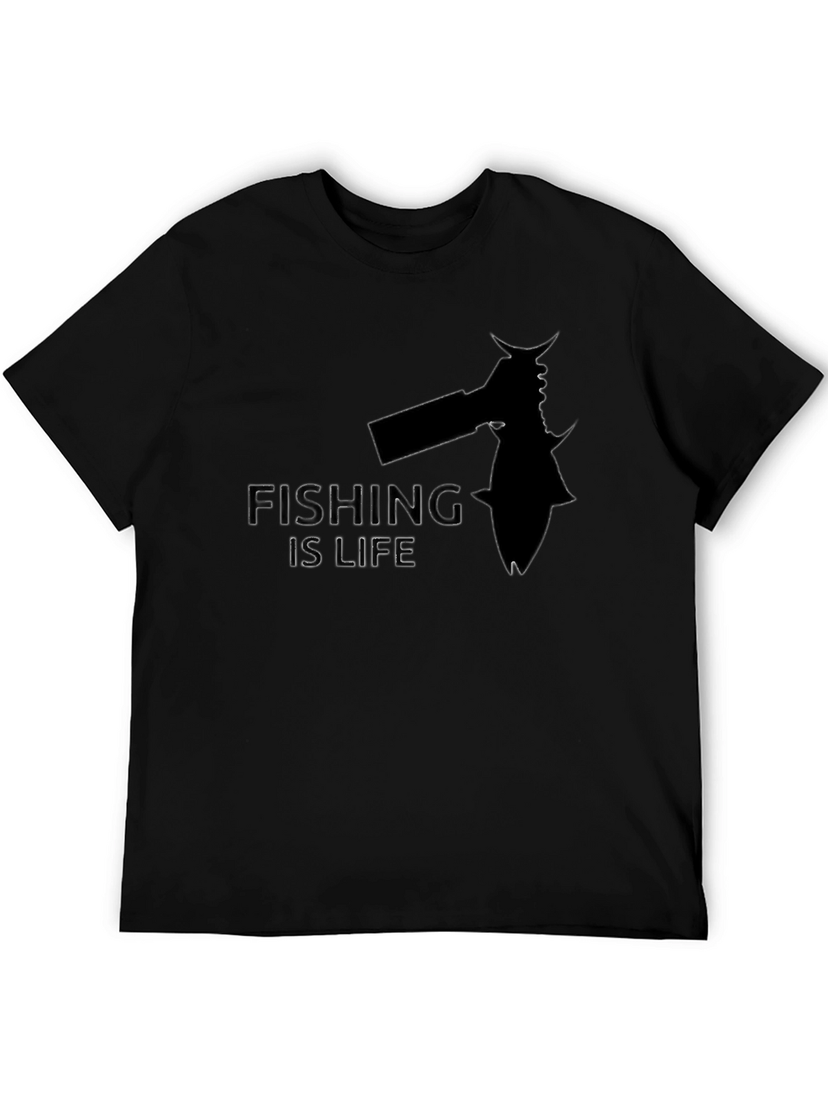 Fishing is Life Graphic Tee - Black