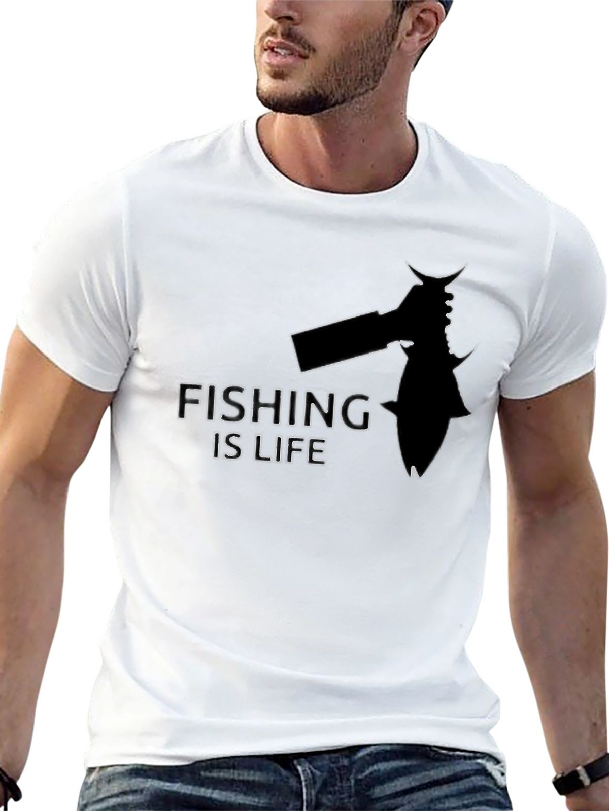 Fishing is Life Graphic Tee - Black