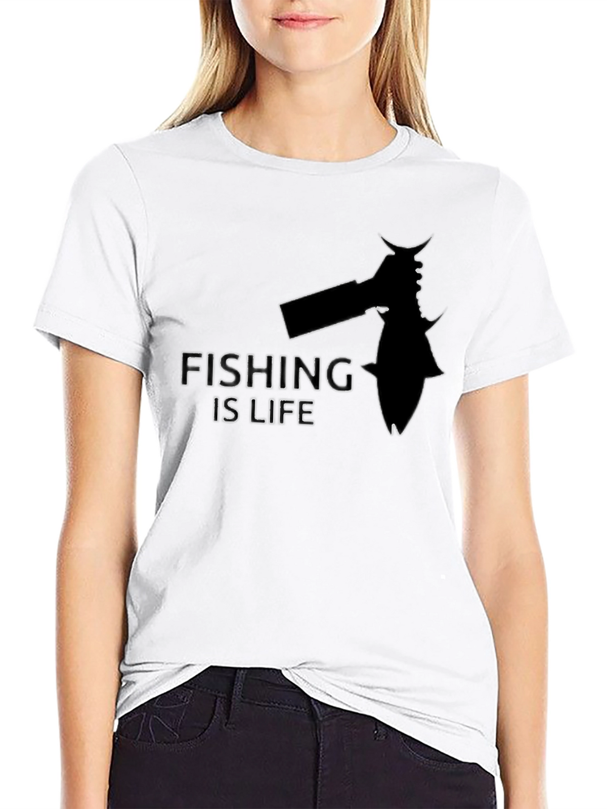 Fishing is Life Graphic Tee - Black