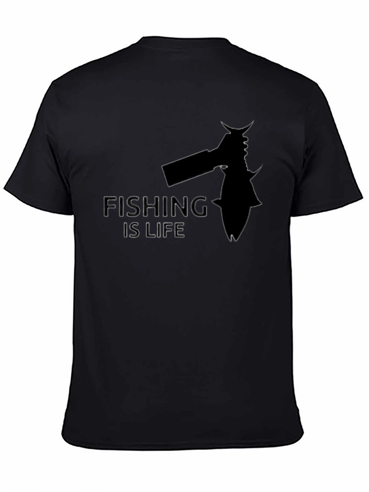 Fishing is Life Graphic Tee - Black
