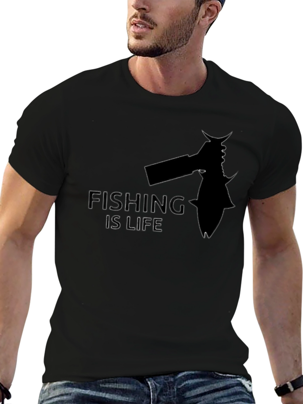 Fishing is Life Graphic Tee - Black