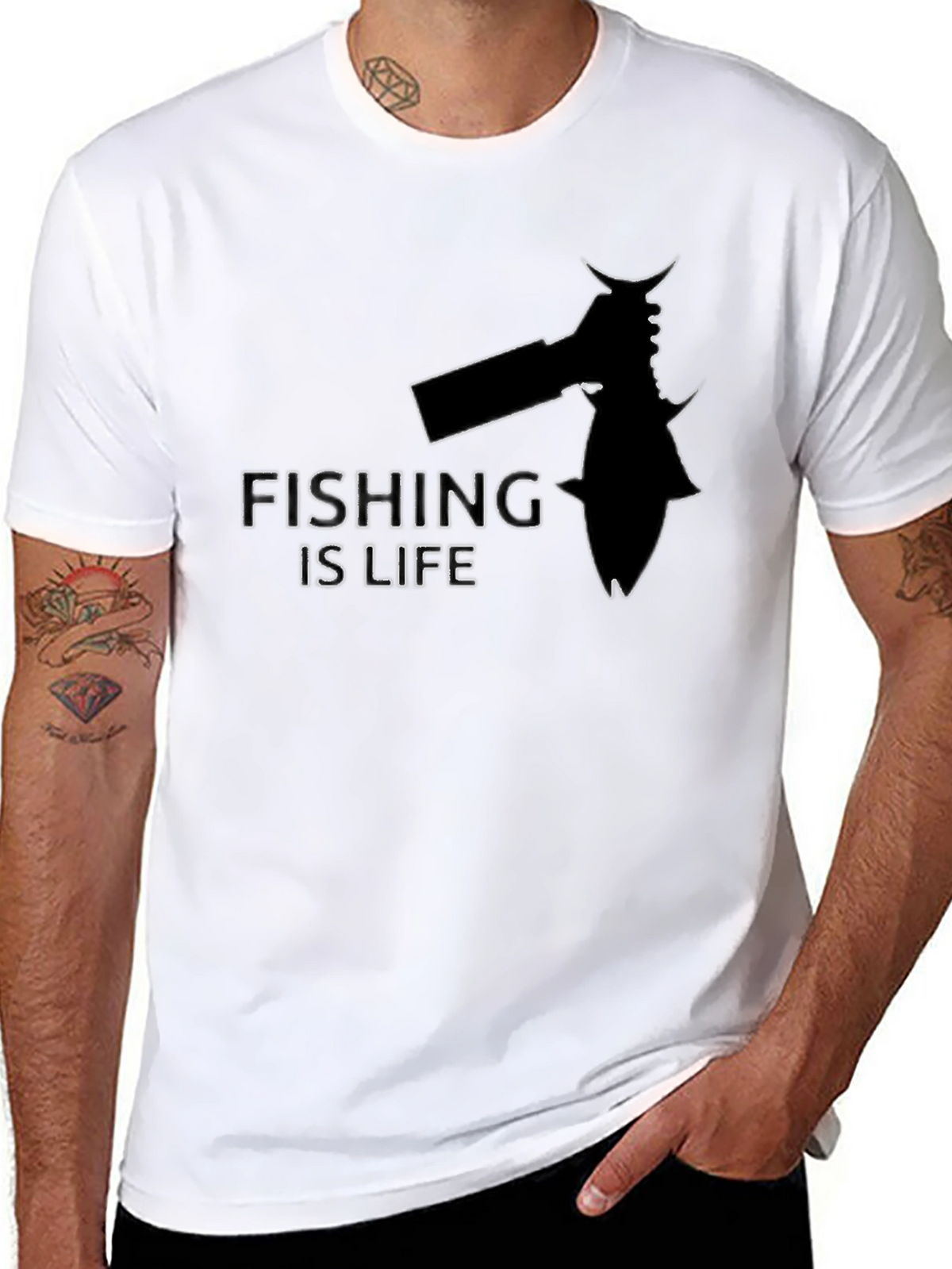 Fishing is Life Graphic Tee - Black