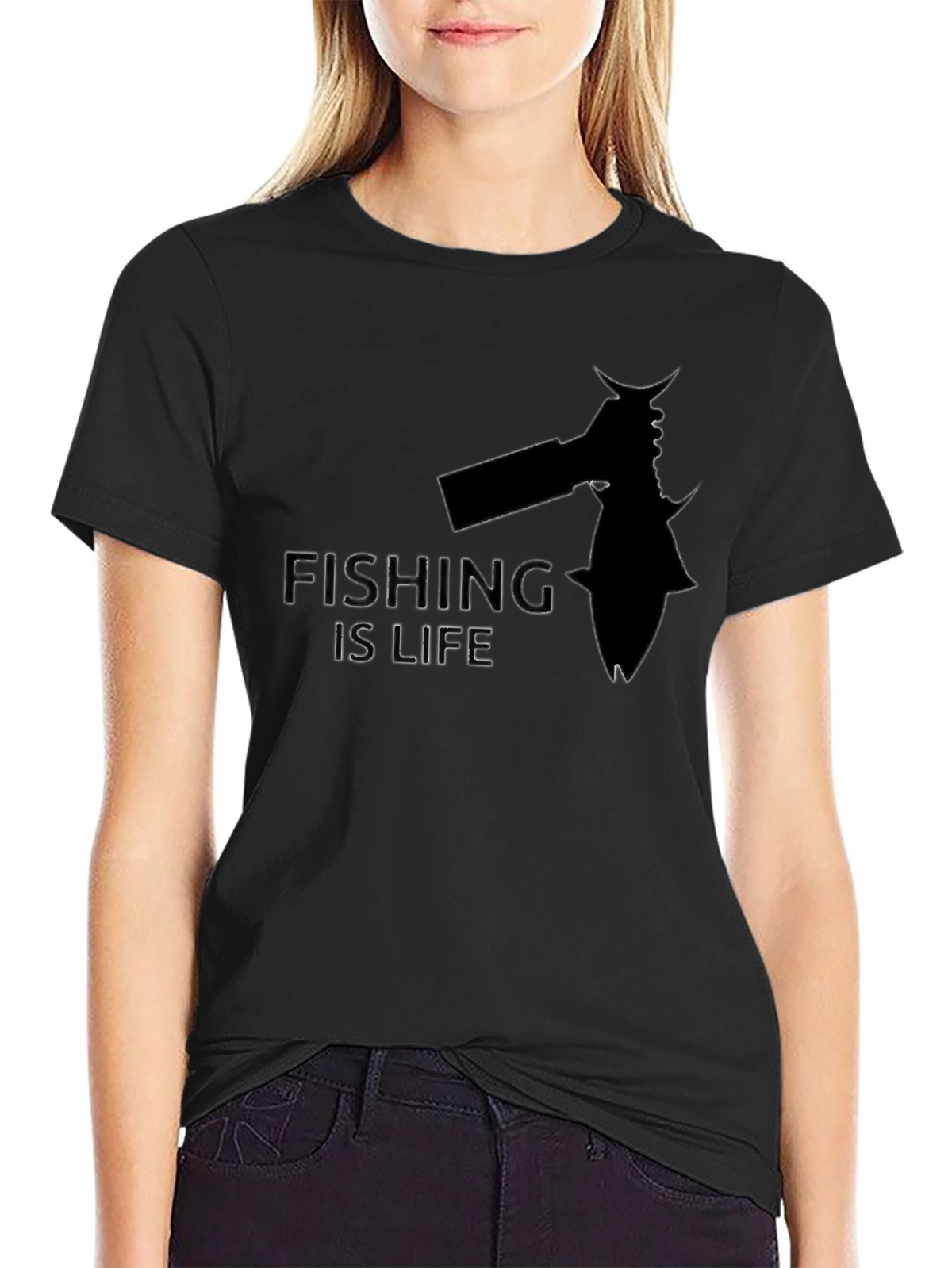 Fishing is Life Graphic Tee - Black