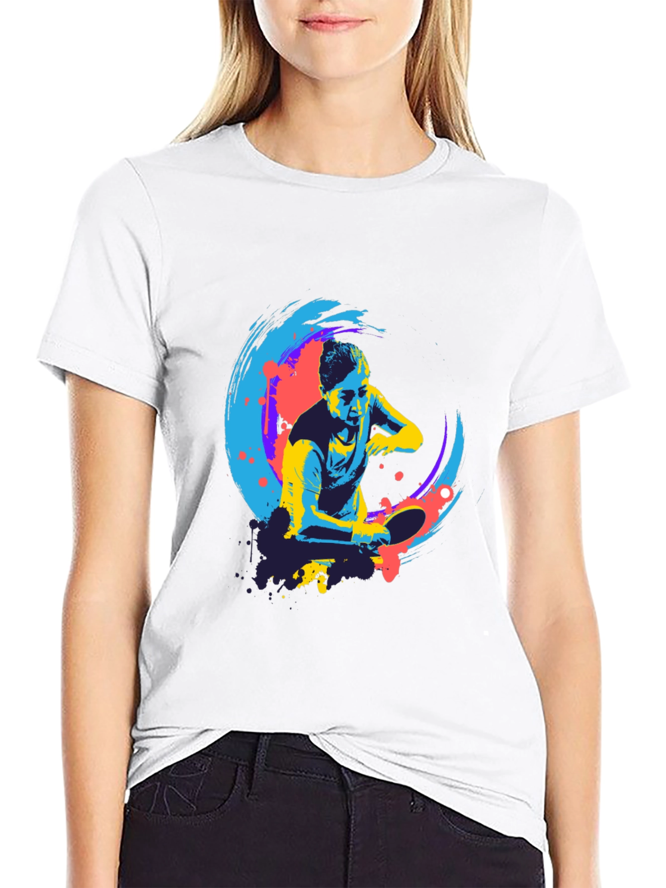 Cool Table Tennis Graphic Tee - Black