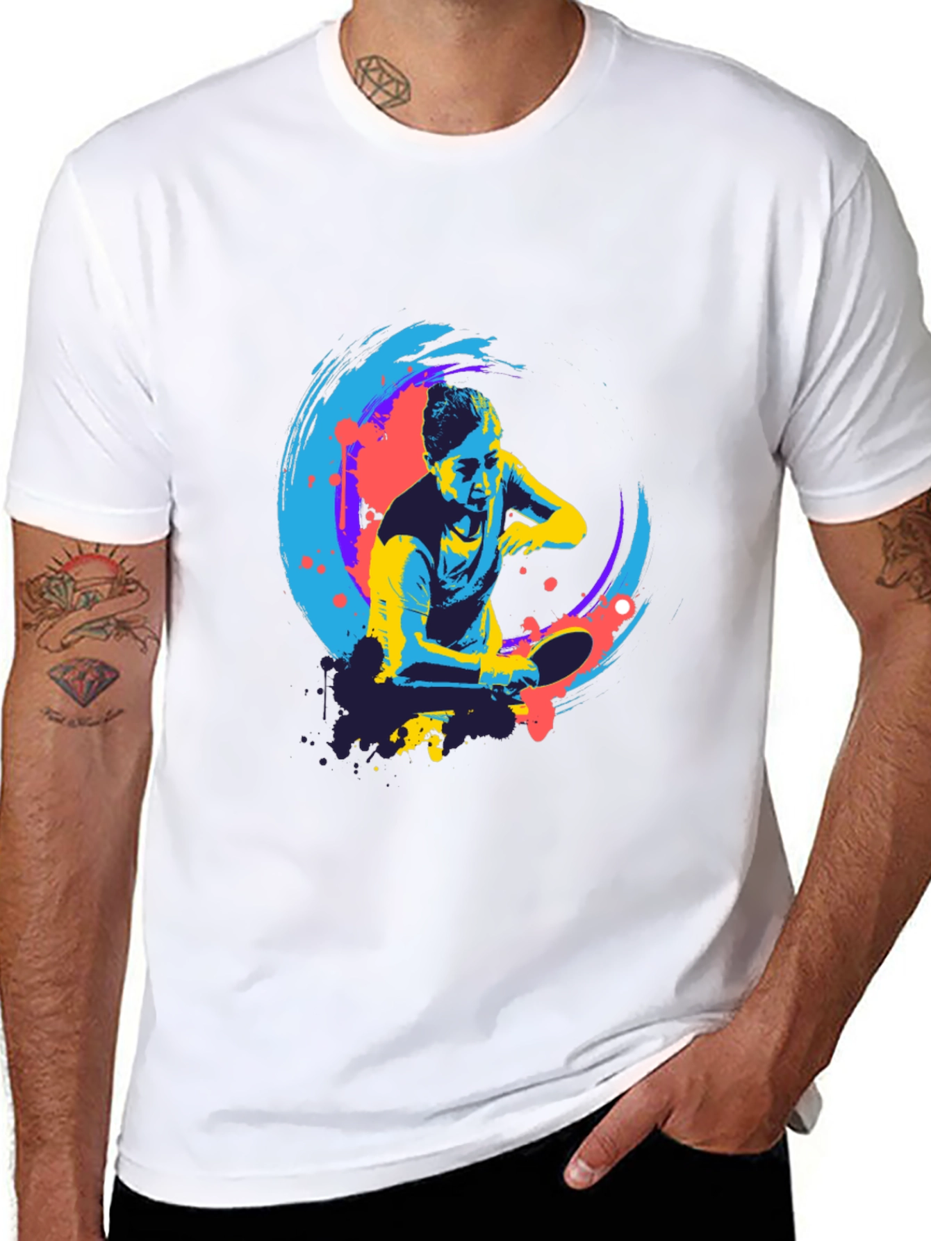 Cool Table Tennis Graphic Tee - Black