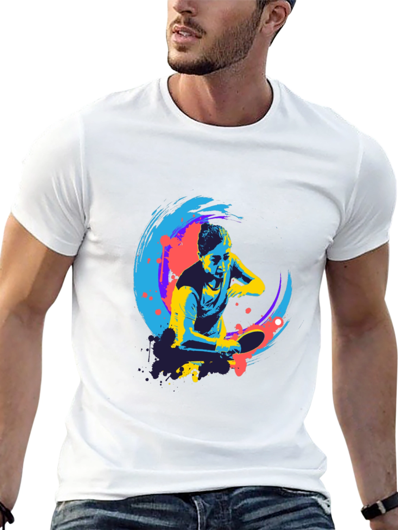 Cool Table Tennis Graphic Tee - Black