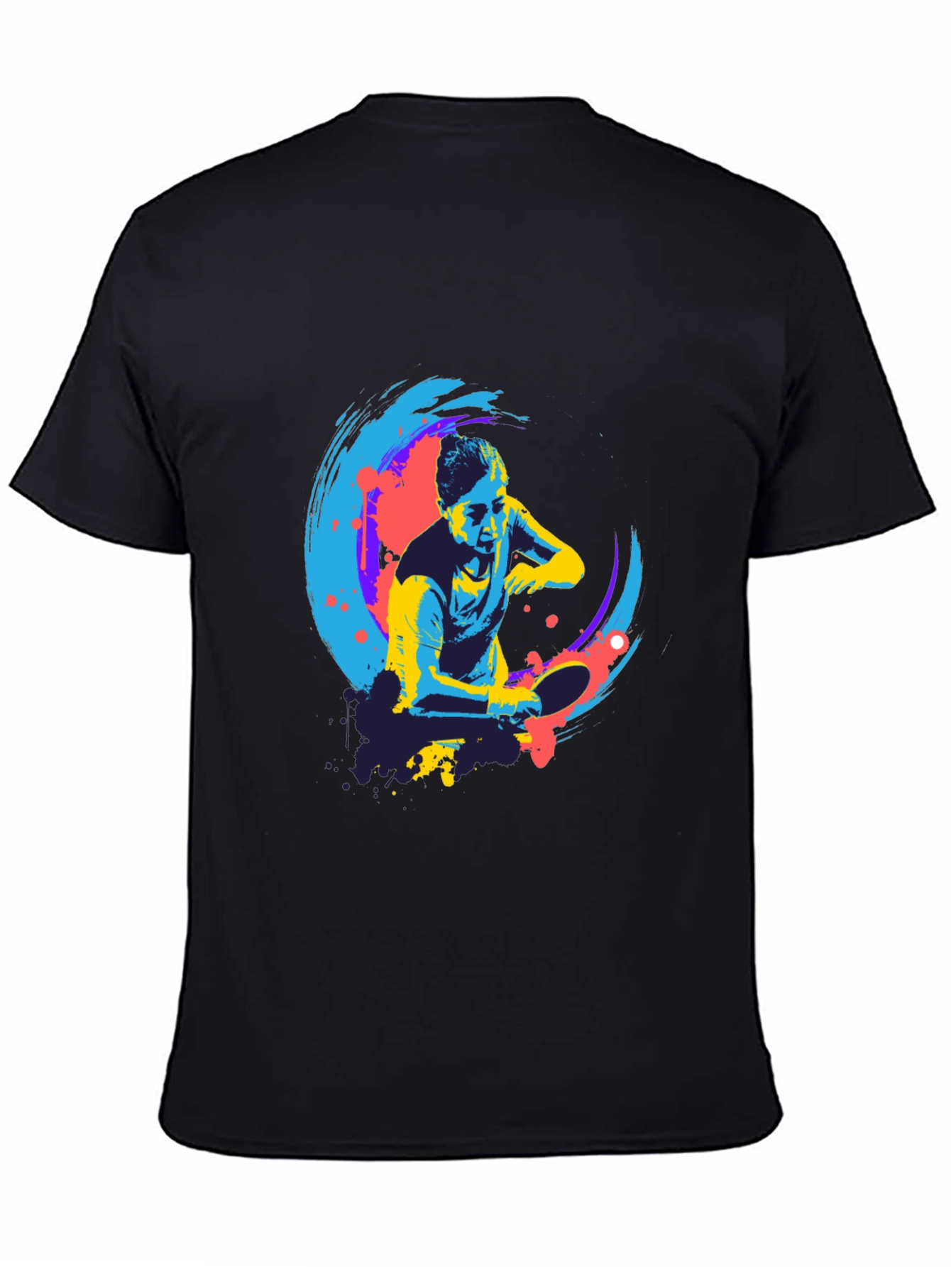 Cool Table Tennis Graphic Tee - Black
