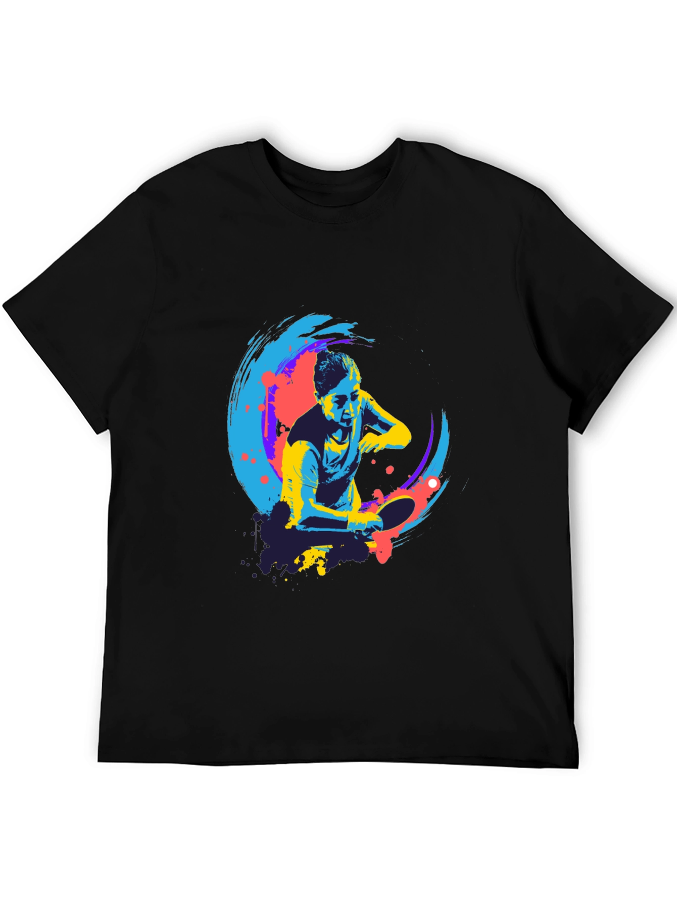 Cool Table Tennis Graphic Tee - Black
