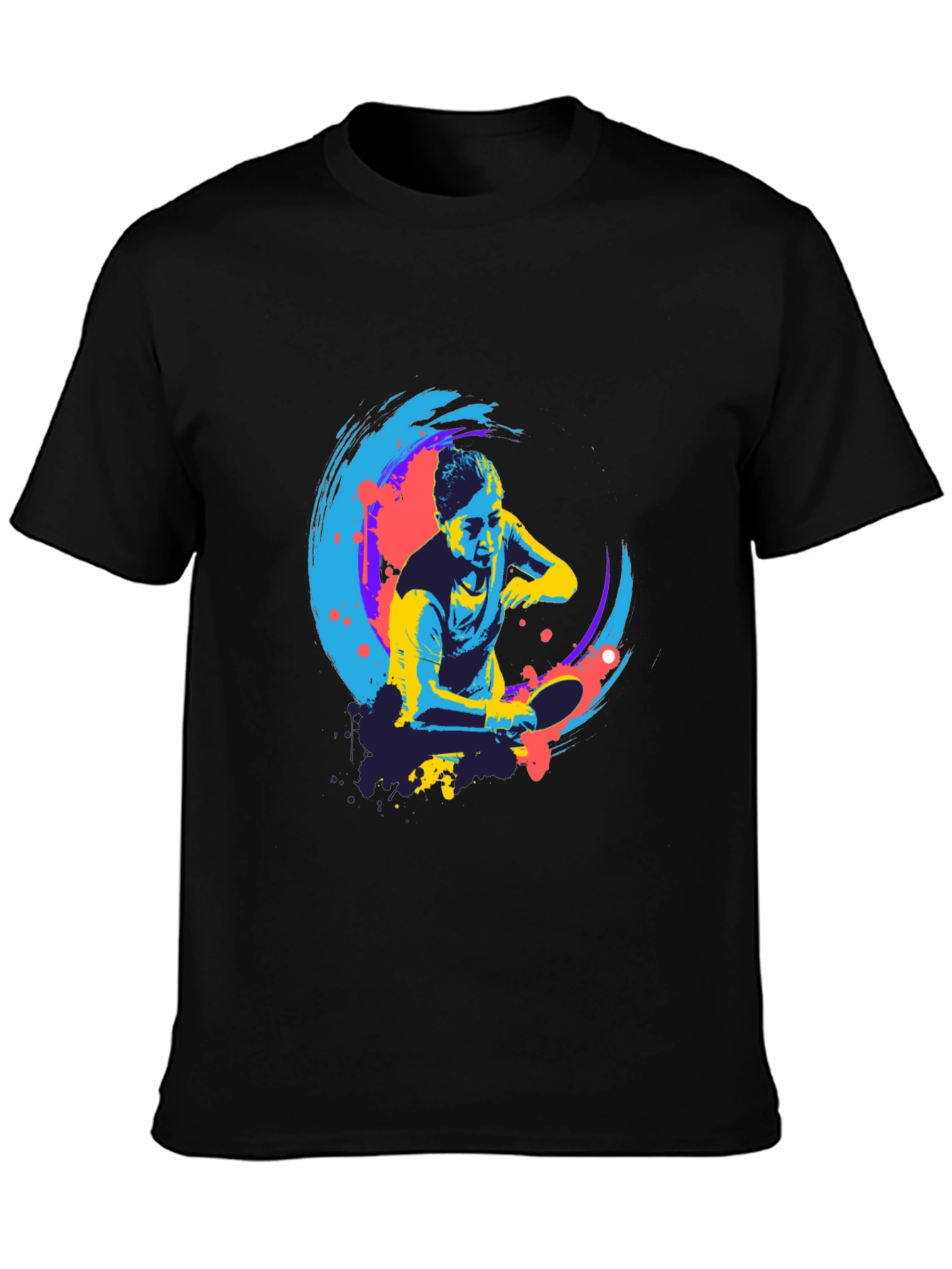 Cool Table Tennis Graphic Tee - Black
