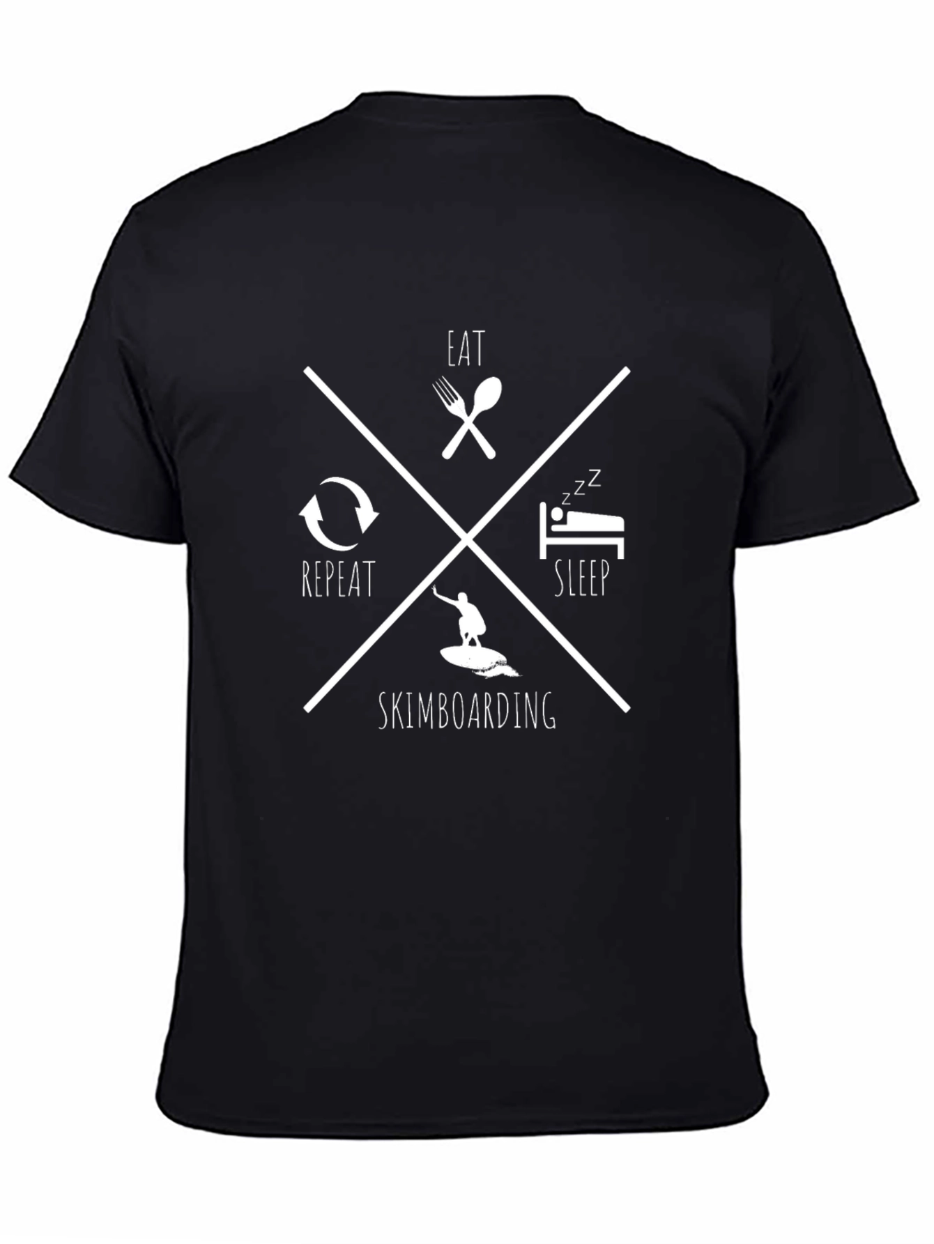 Eat Sleep Skimboarding Repeat Black T-Shirt