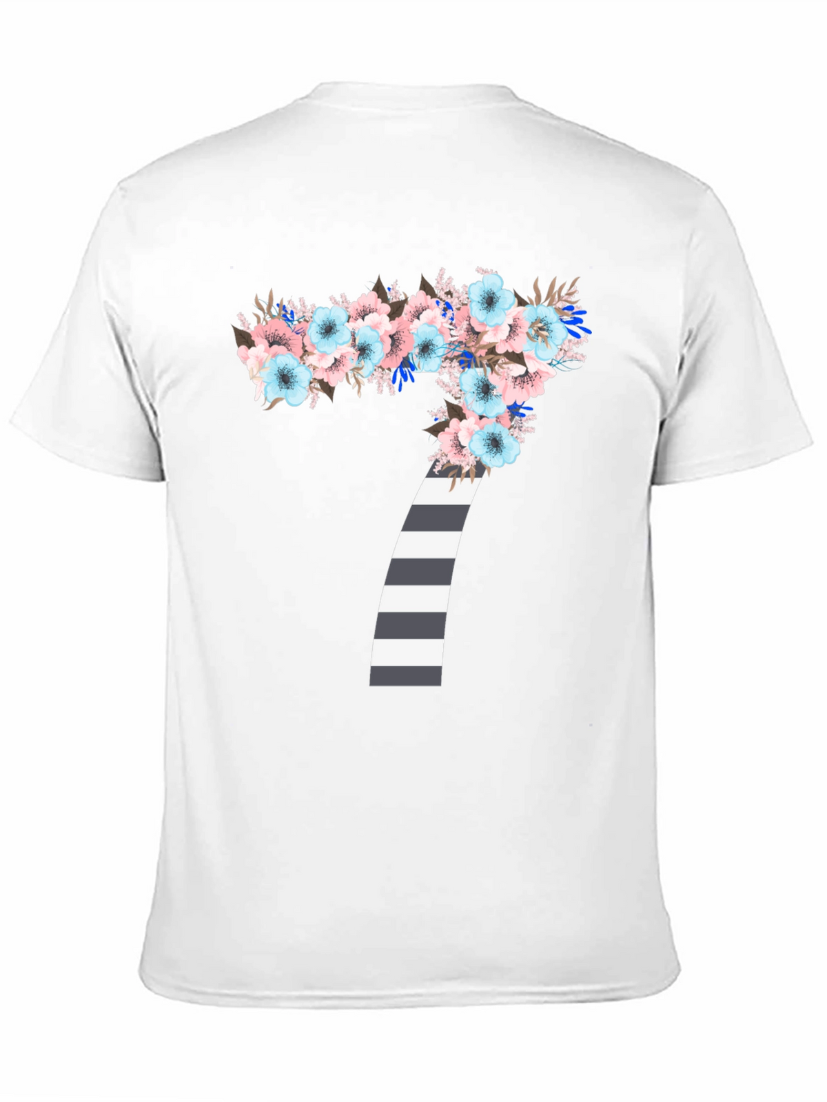 Floral Number 7 Striped Graphic Tee